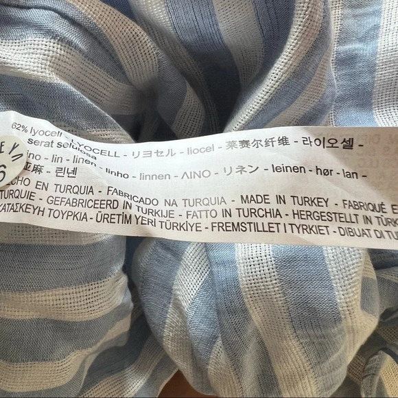 Zara blue white striped strappy off the shoulder woven top 5534 - Picture 8 of 9